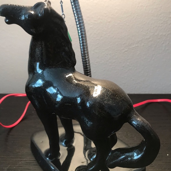 VTG Ceramic Horse Lamp in Glossy Dark Green Glaze - Picture 3 of 8